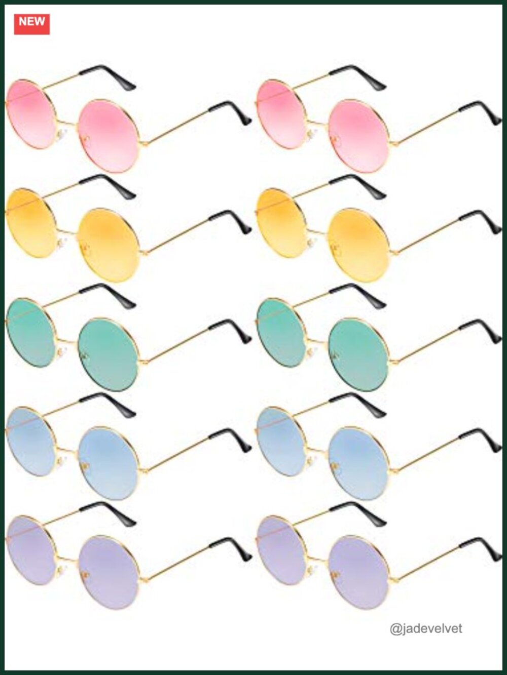 10 Pairs Retro Round Hippie Sunglasses Metal Frame Polarized UV Protection